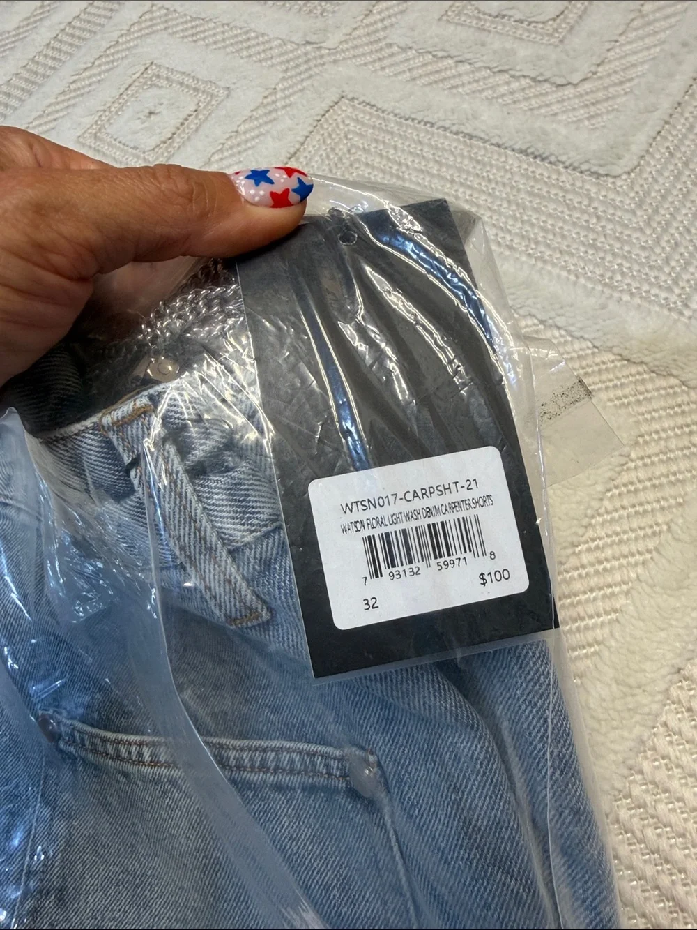 WATSON FLORAL LIGHT WASH DENIM CARPENTER SHORTS